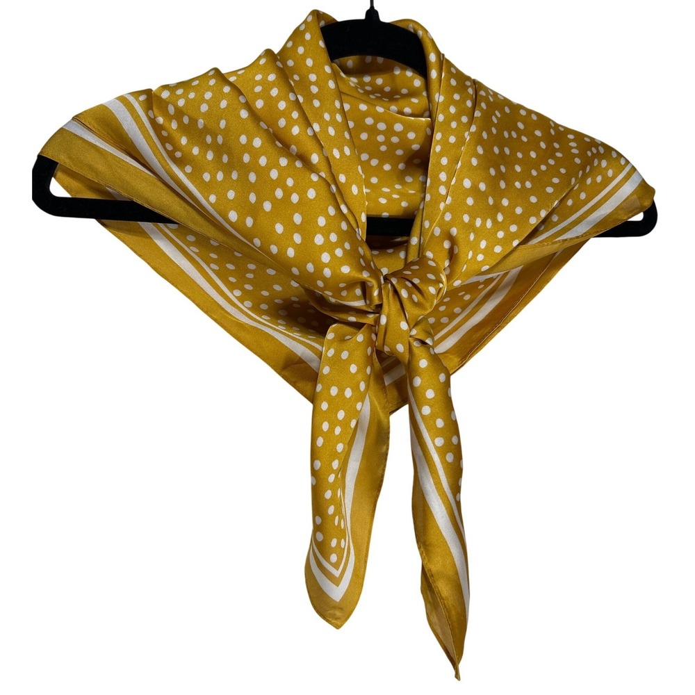 Cleobella Gold-Yellow Polka Dot Satin Finish Square Scarf
